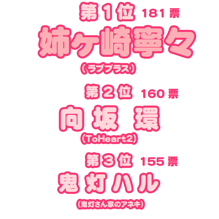 ���{�o���2010�E���ʁ^��P�� �o����J�X�i���u�v���X�j181�[�A��Q�� ����iToHeart2�j�i160�[�j�A��R�� �S���n���i�S������Ƃ̃A�l�L�j155�[
